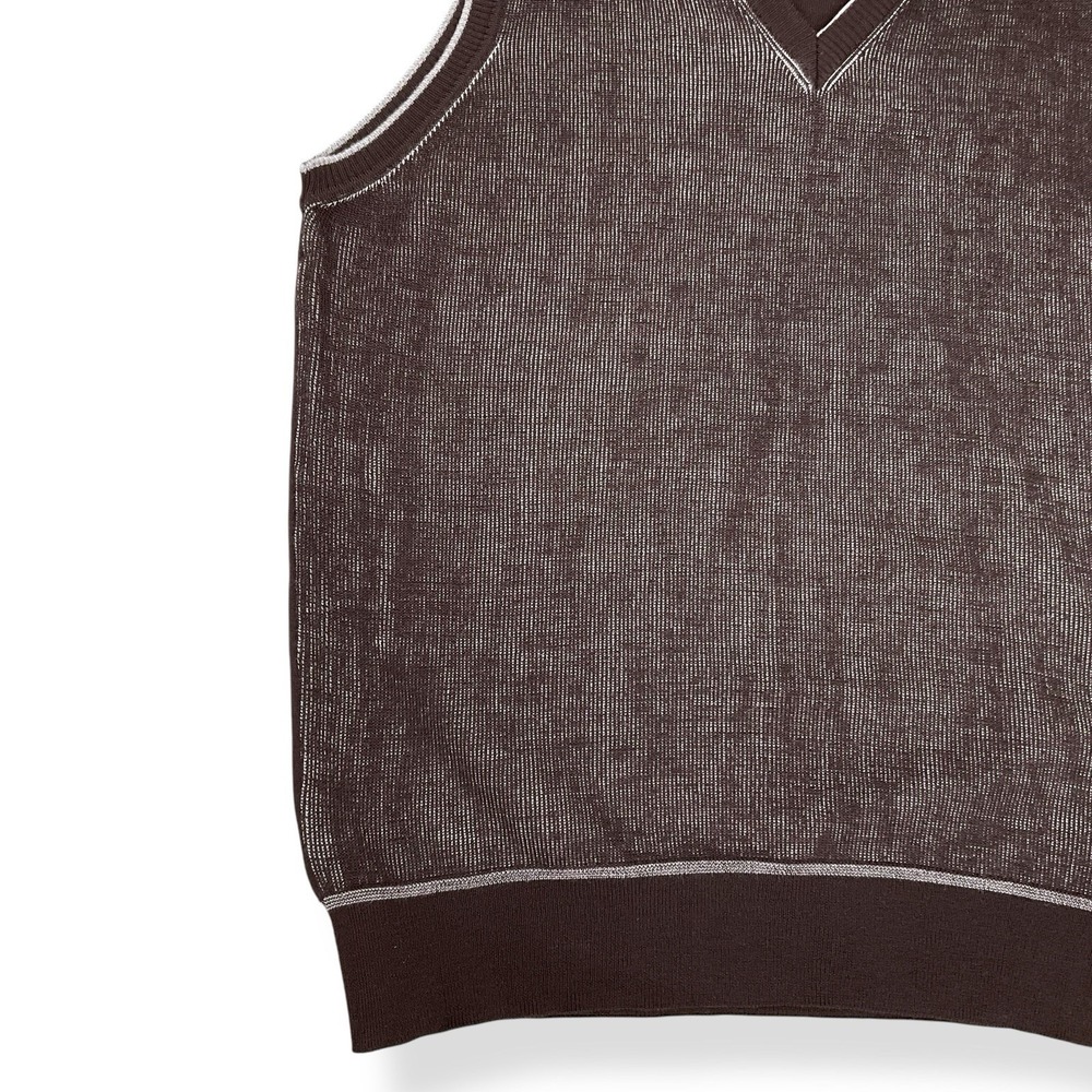Ferrante Vest Men 54 EU (XXL US) Dark Brown Merino Wool Sweater V Neck EUC - Picture 2 of 13